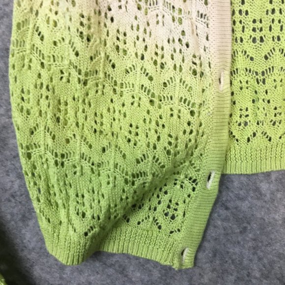 Cynthia Rowley Sweater S Cardigan Dip Dye Cotton Blend Blue Green Open Knit - Picture 3 of 12